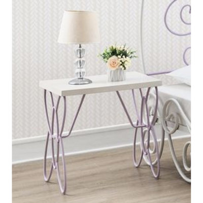 Banc polyvalent avec siège en cuir blanc - base en métal mauve, détail élégant en forme de papillon pour une chambre à coucher confortable, plusieurs pièces