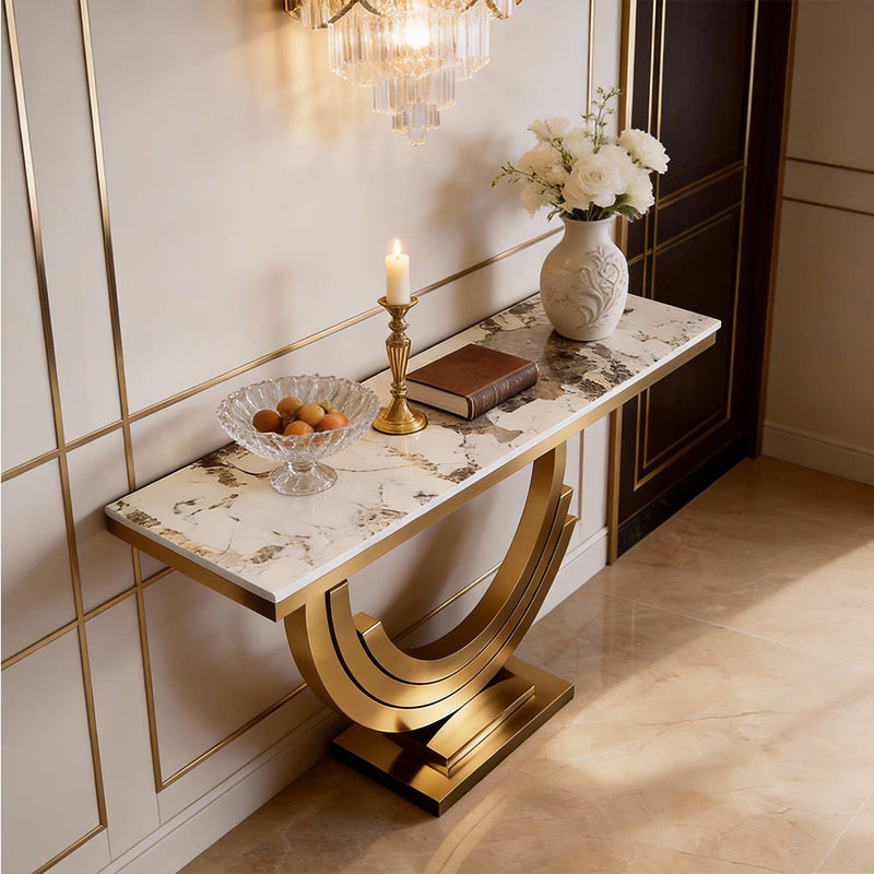 Console en pierre frittée de style italien, H 33,4 po x l 47,2 po x P 13,7 po