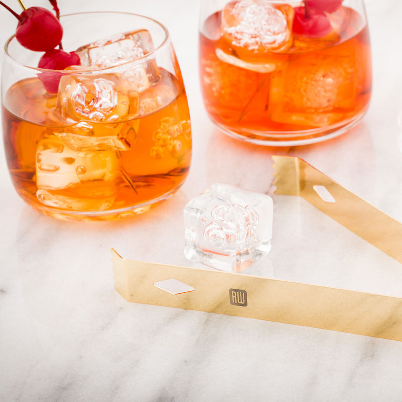 Pince à glace en acier inoxydable plaqué cuivre Bar Lux - 6 1/4 po x 2 1/2 po x 3/4 po - 1 boîte, Doré