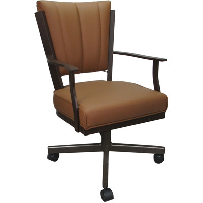 Leather Dining Caster Chair Swivel Tilt