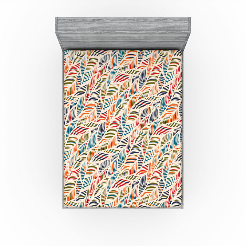 Drap-housse Ambesonne, paquet de 2, Drap-housse grand, Formes géométriques orange / jaune / mauve