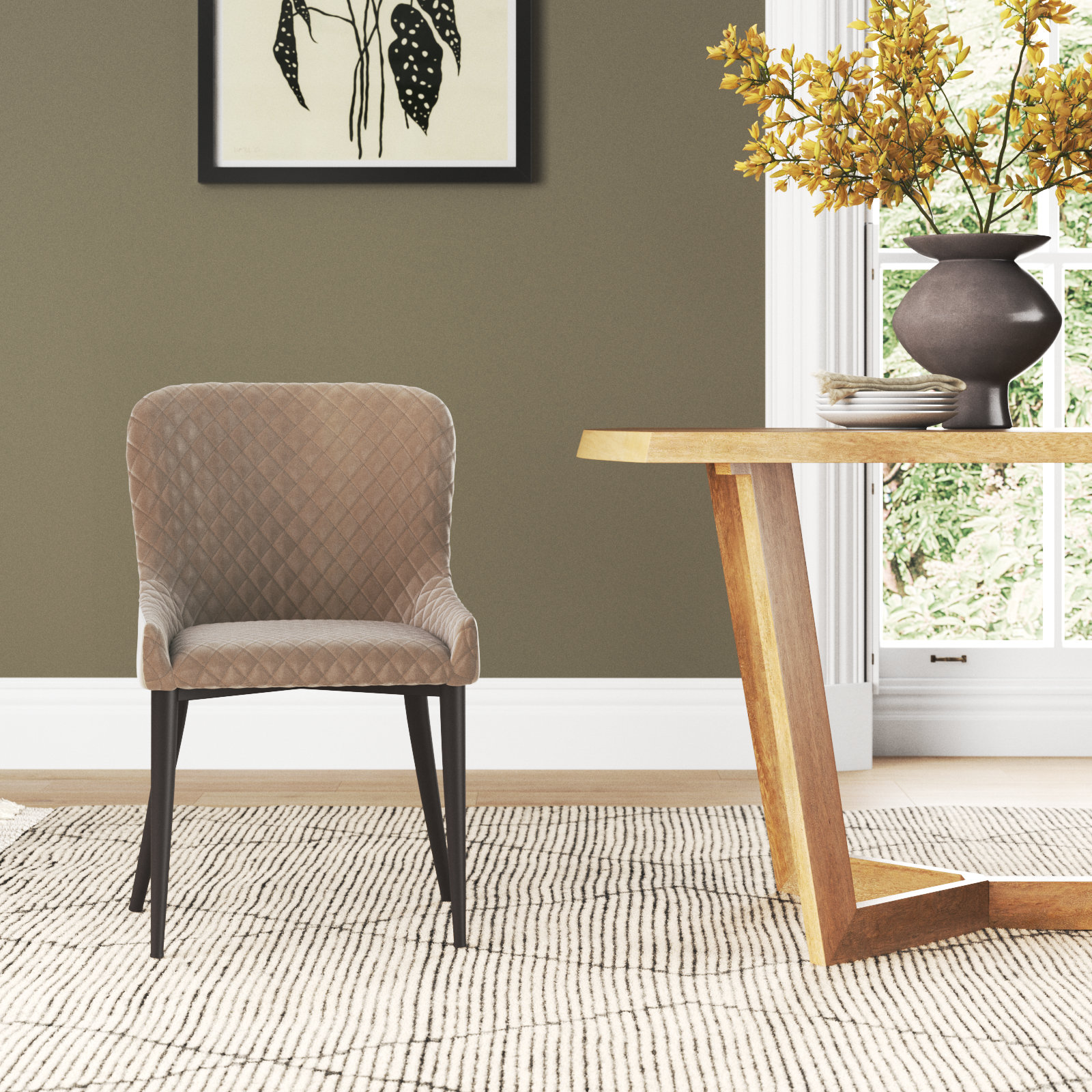 Carly Tufted Upholstered Side Chair, Future Light Brown Velvet