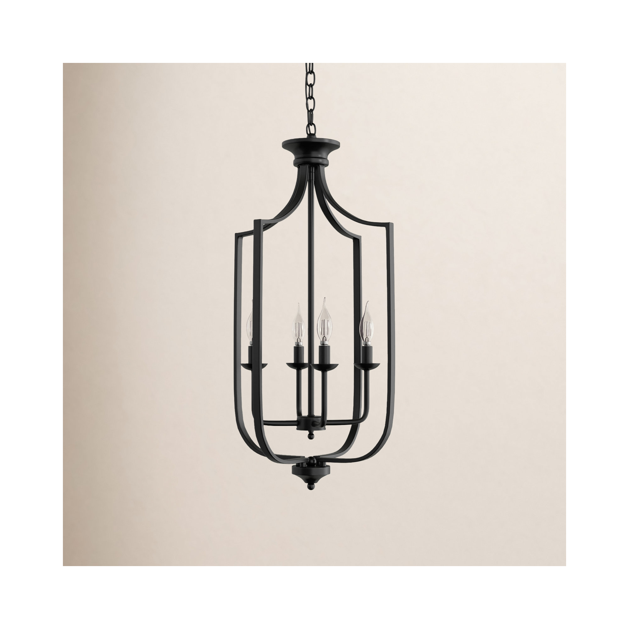 Baril 4 - Light Lantern Empire Chandelier, Matte Black, Large