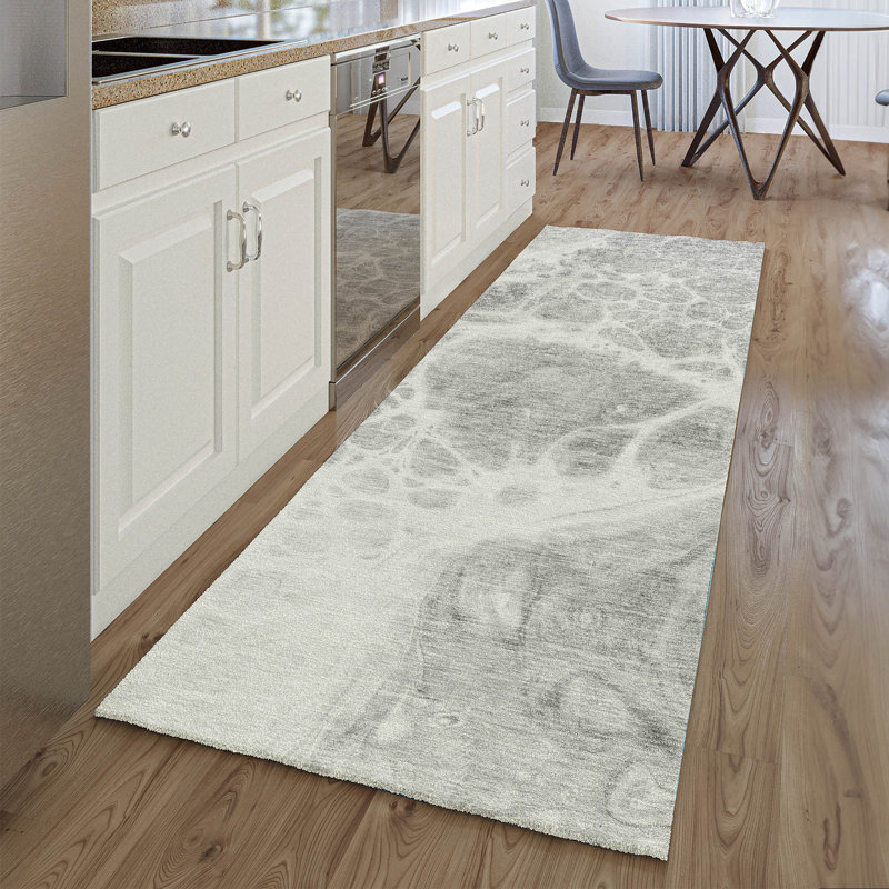 Premium Machine Washable Prisco Gray Rug, Runner 2'3" x 7'6"