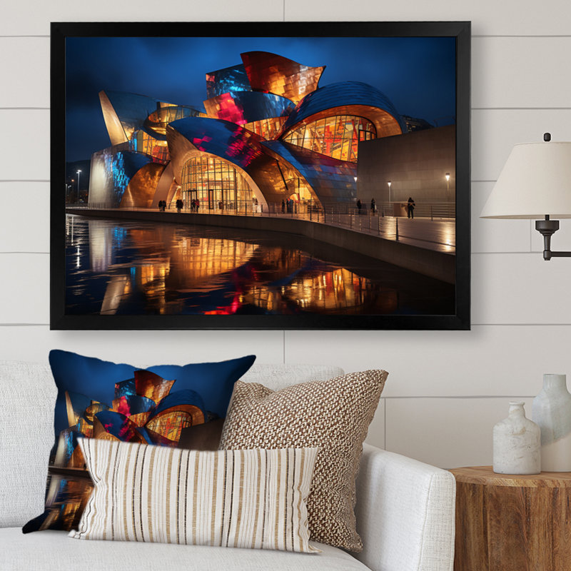 Espagne, musée Guggenheim, Bilbaoin IV sur toile, H 12 po x l 20 po x P 1 po, Cadre simple noir