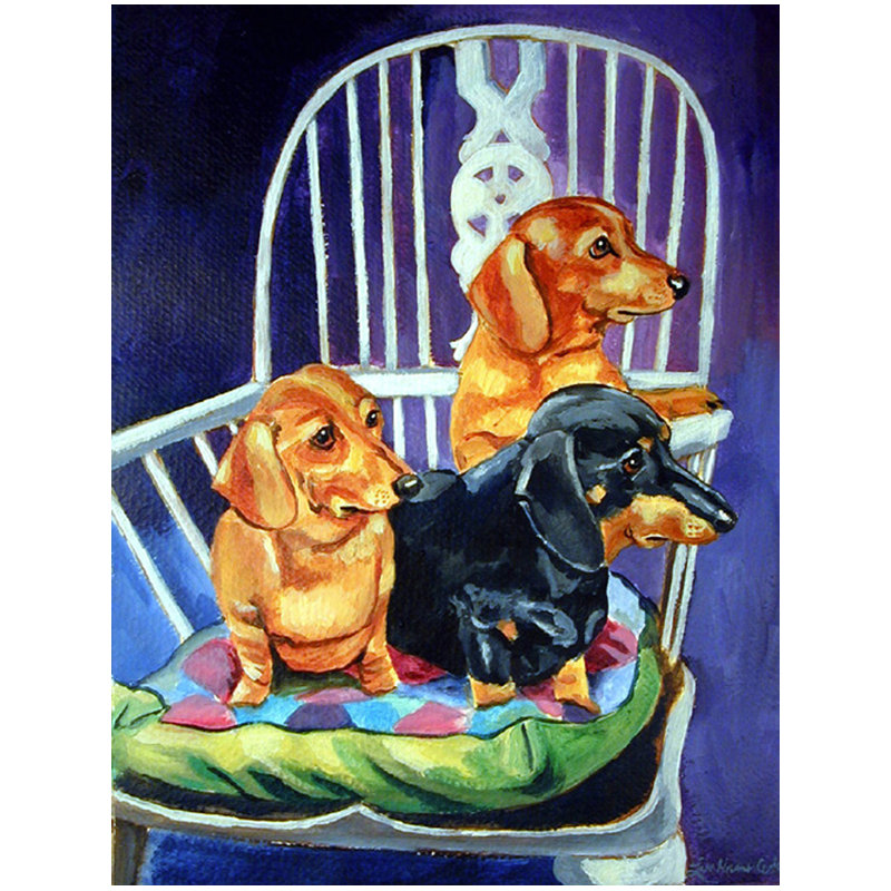 Drapeau de jardin à 2 côtés noir et brun clair dachshunds two