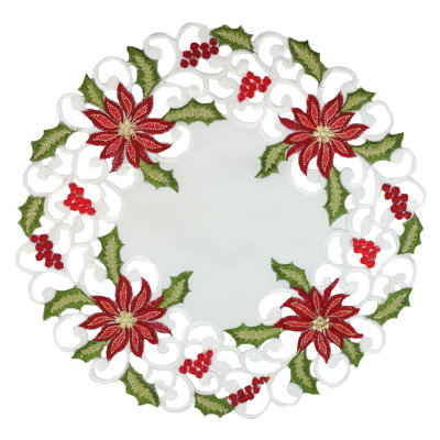 Salzman Polyester Embroidered Round Doily