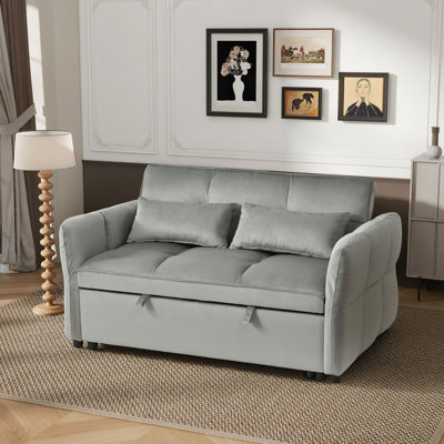 Lit escamotable 3-en-1 avec dossier inclinable et coussins en velours. Convient aux salons, chambres à coucher, appartements et petits espaces