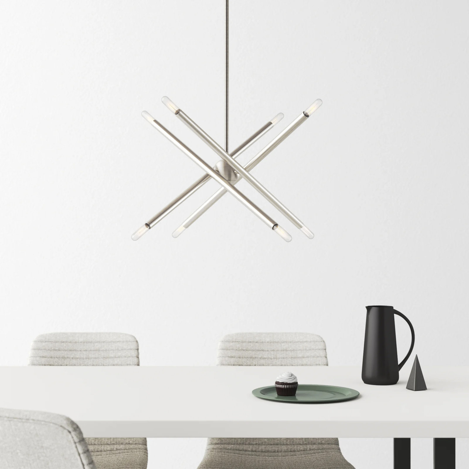Poco 8 - Light Dimmable Sputnik Chandelier, Brushed Nickel