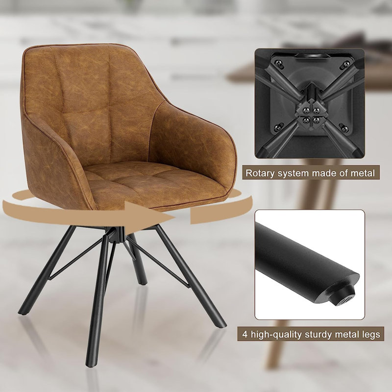 48cm H Upholstered Full Back Armchair(Set of 2), Light Brown