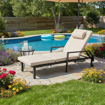 Outdoor Rattan Pool Lounge Chairs,patio Chaise Lounge by Latitude Run