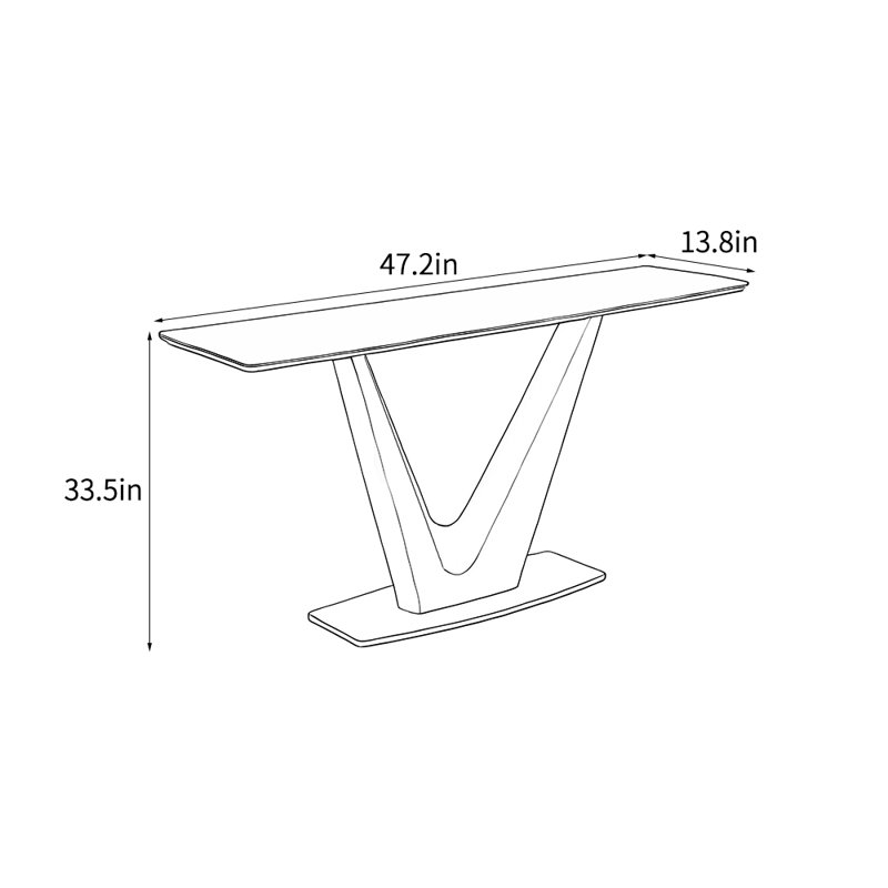 Console moderne de luxe simple et moderne, H 33,5 po x l 47,2 po x P 13,8 po, Noir