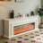 Milk white Solid Wood Freestanding TV Cabinet Fireplace Heating-118317557
