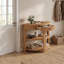 Console cannelée demi-lune avec tiroir et 2 tablettes ouvertes-957818117