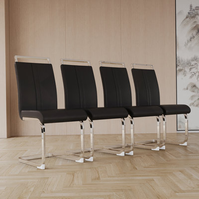 Chaises de salle à manger modernes, chaise d'appoint rembourrée en similicuir à haut dossier en polyuréthane