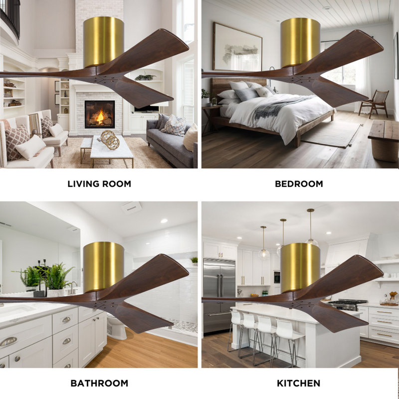 Irene Ceiling Fan, Brushed Brass, Walnut Tone, 60"