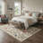 Machine Washable Floral Vines / Oatmeal Grain Indoor Area Rug With Non-Slip Backing-563865188