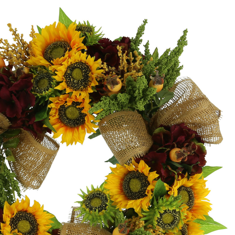 Alma Fall Wreath with Sunflowers and Decorative Bows