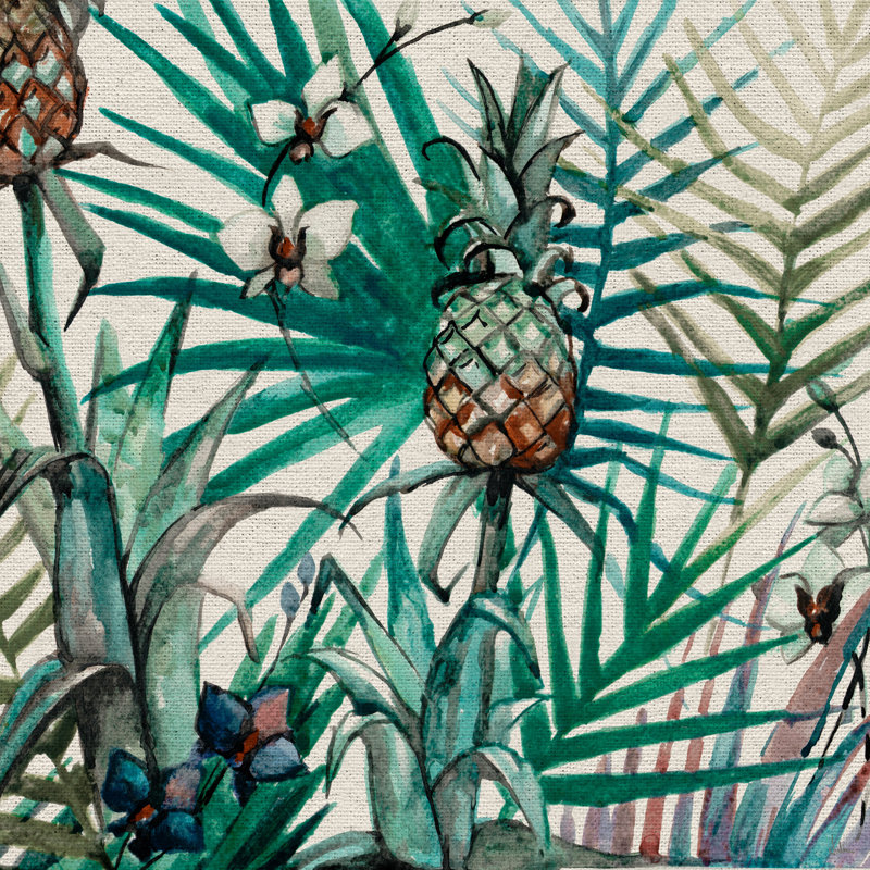 « tropical ananas », reproduction de peinture à l’aquarelle sur toile tendue, H 12 po x l 12 po x P 1,5 po