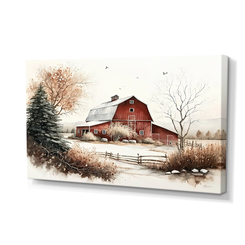 Église en campagne pendant l'hiver I - art mural paysage religieux, H 40 po x l 60 po