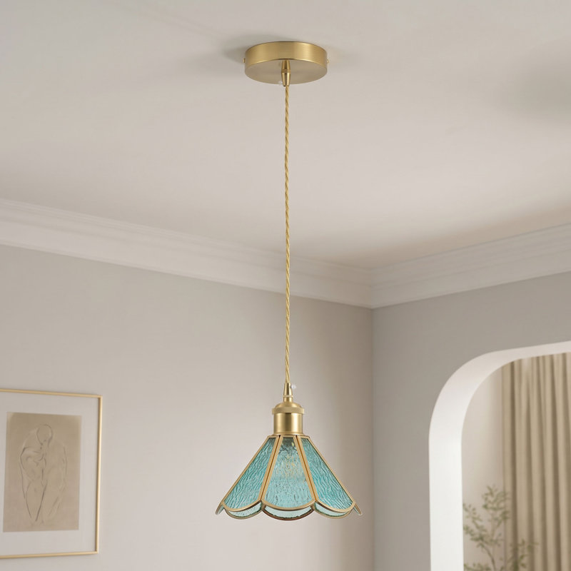 1-Blue round dimmable glass pendant light