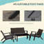 Ensemble de canapé de patio 4 pièces Red Barrel Studio®, canapé d'extérieur en rotin PE avec 2 canapés rembourrés, 1 causeuse et une table basse avec plateau en verre trempé pour le jardin, la cour