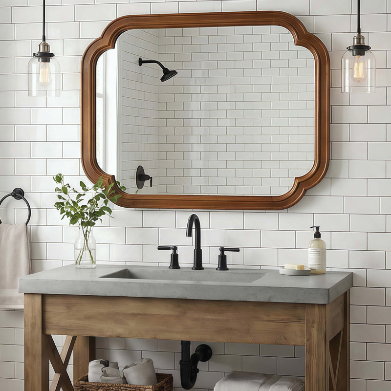 Miroir de coin, Noir / noyer foncé, 36 po x 24 po