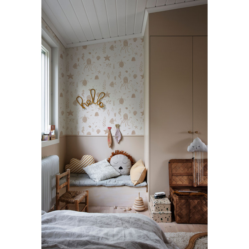 Familj 2 Wallpaper Roll by Sandberg, Coral Red
