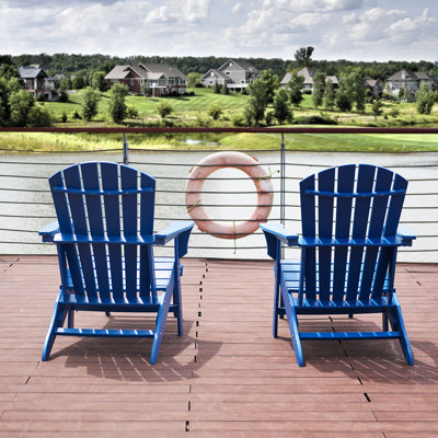 HDPE Folding Adirondack Chair with Detachable Footrest, Weather Resistant