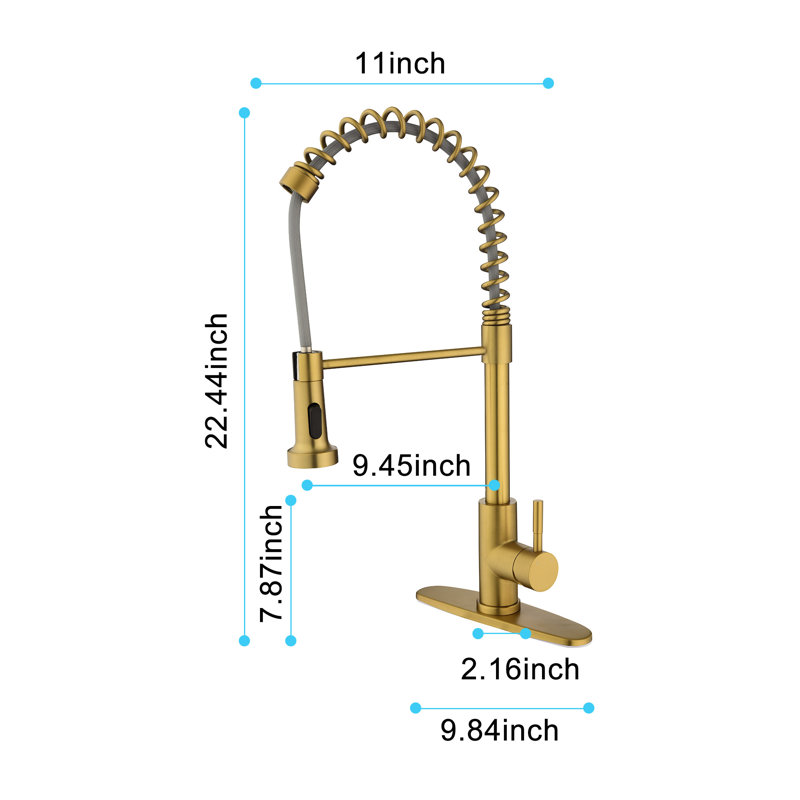 NOVEL Pull Down Kitchen Faucet, Brushed Gold