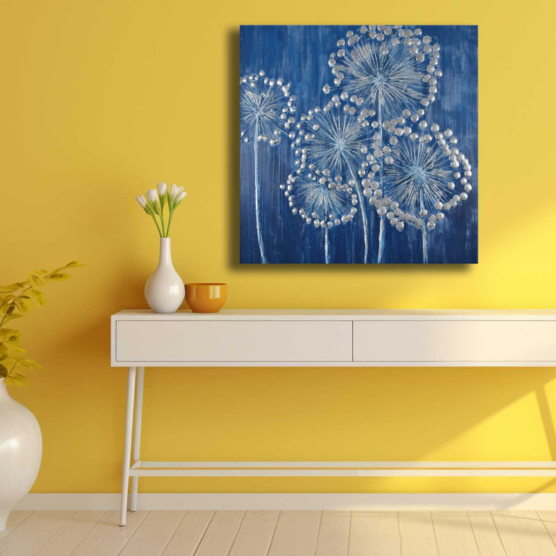 «Blue Dandelion Burst», art mural sur toile