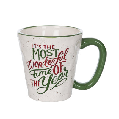 Tasse en céramique Wonderful Time of the Year - Verrerie multicolore de 17,6 oz pour Noël, parfaite pour l'intérieur, décoration de table, cadeau idéal pour les célébrations des Fêtes
