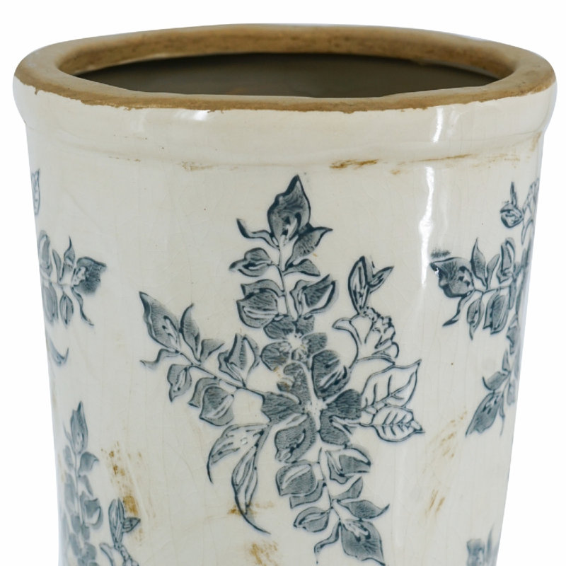 Ceramic Flower Vase, 12" H x 6.9" W x 6.9" D