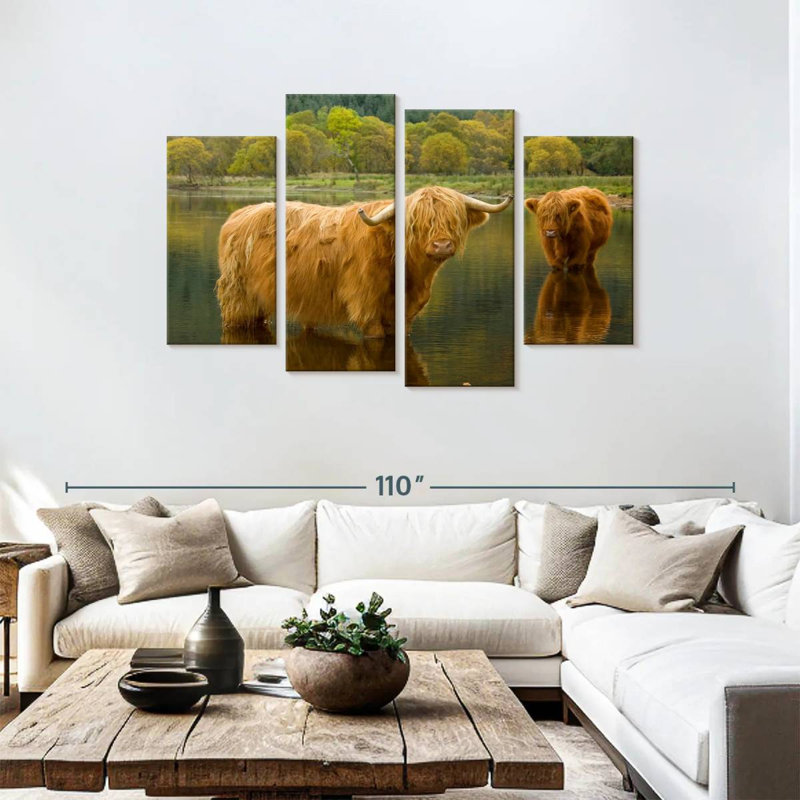 Brampt Bathing Highland Cow, H 48 po x l 75 po