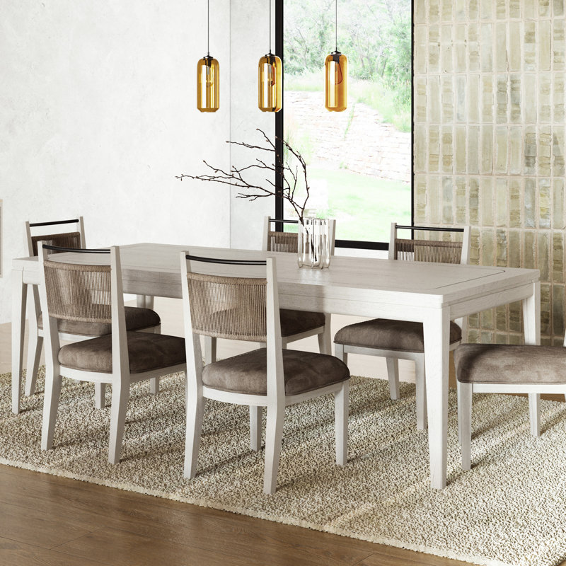 Expandable Leg Tablewith Metal Inlay - Vanilla