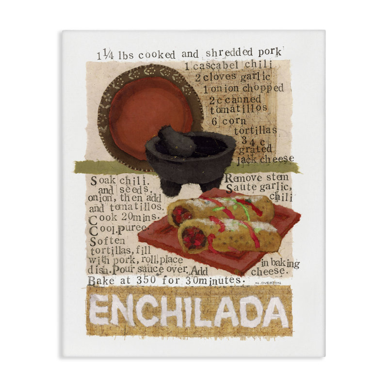 Art mexicain sur toile Recipe mexicain par Nancy Overton, H 20 po x l 16 po