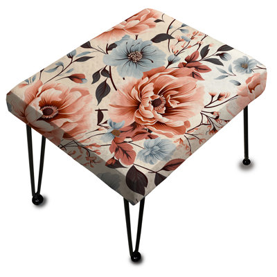 Repose-pieds rétro rose avec motif floral et fantaisie rose
