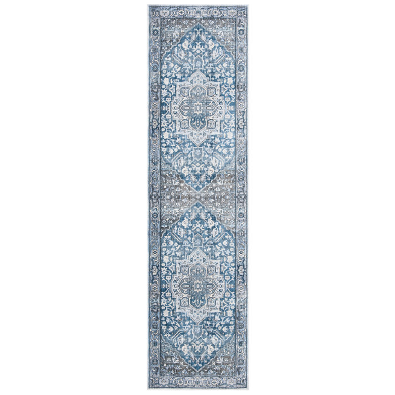 Tapis oriental bleu Pluto, Tapis de couloir 2 pi 2 po x 8 pi