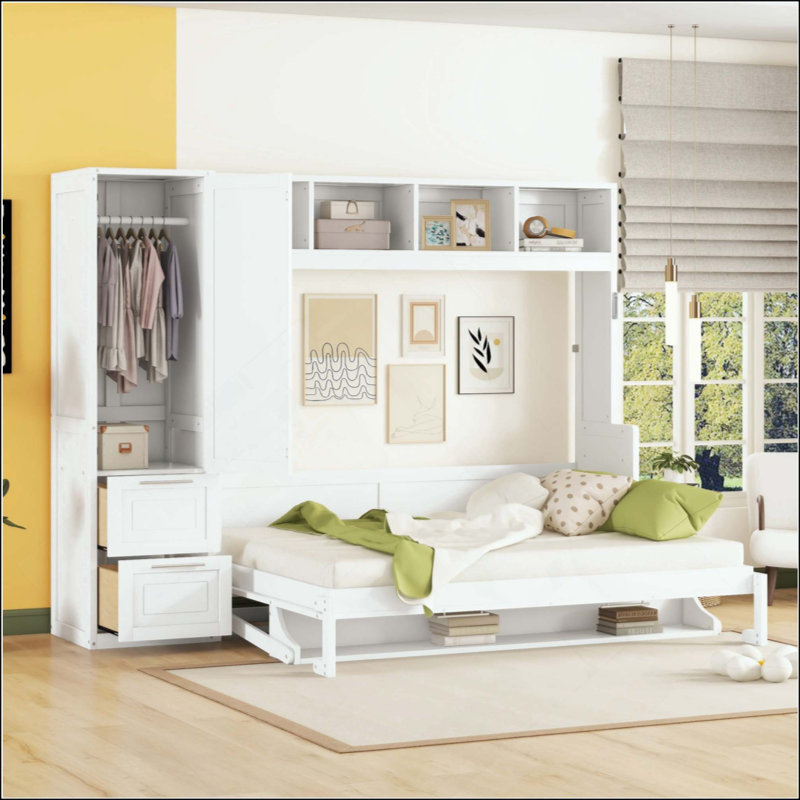 Lit escamotable mural avec placard et tiroirs Murphy
