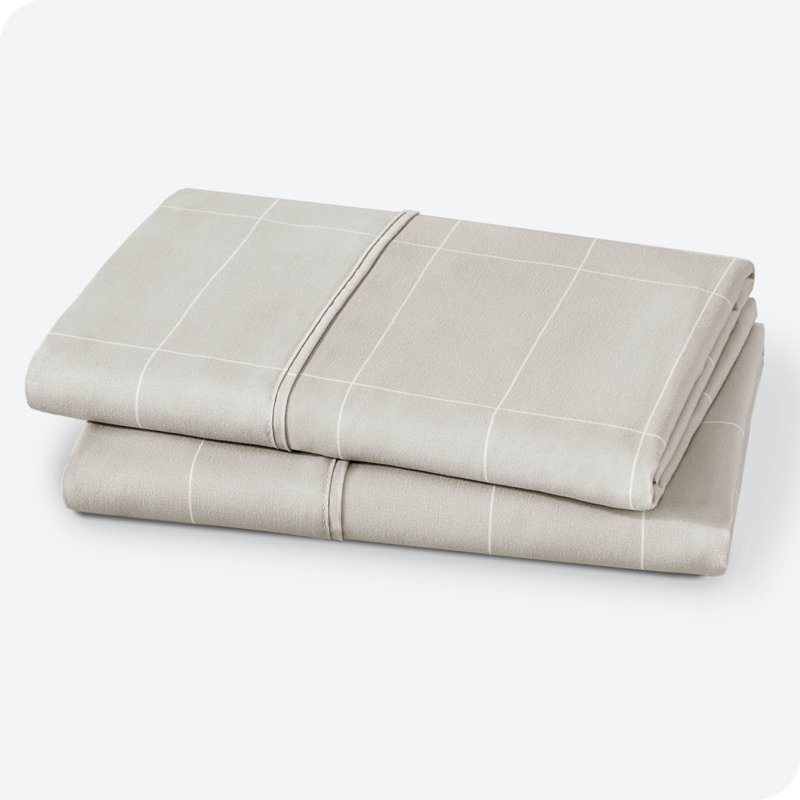 Microfiber Checkered - Set of 2, 2 Standard Pillowcases, Stone/White