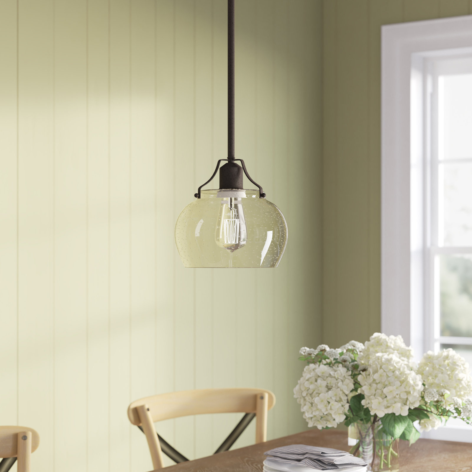 Brooklawn Single Light Glass Dimmable Pendant