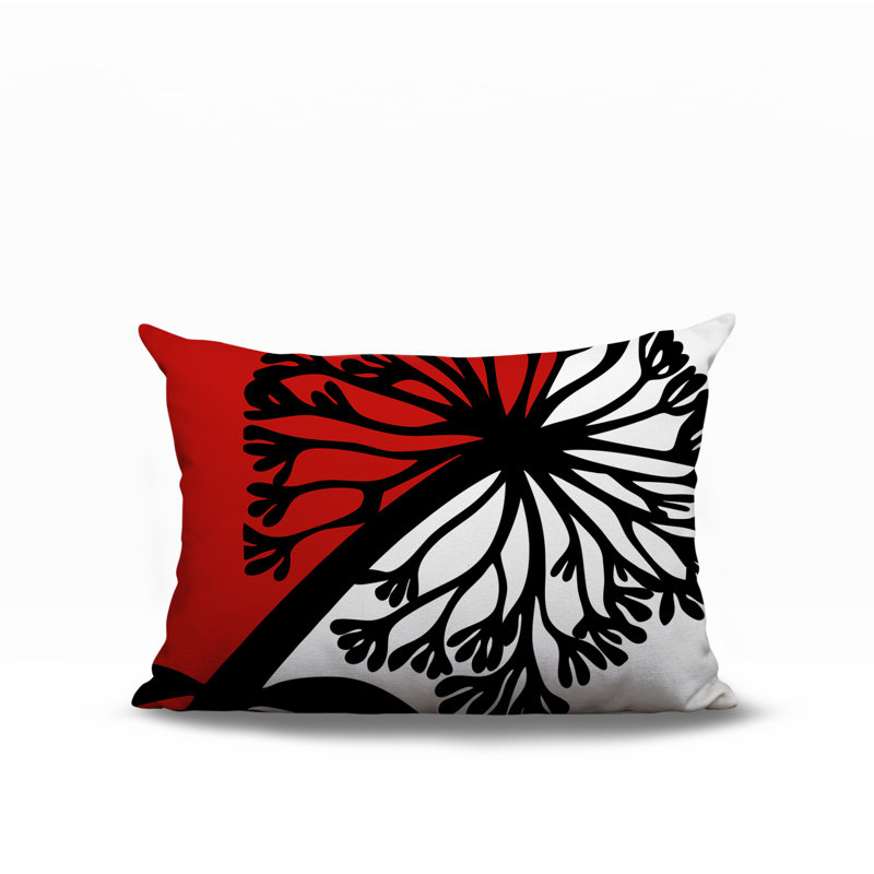 Oreiller rectangulaire réversible intérieur / extérieur Aldy, Rectangle H 14 po x l 20 po, Rouge