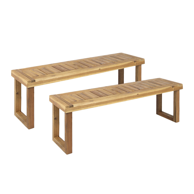 Wood 2 , Natural - Weather- Structure And Design Bench Of 2 Natural, Weather , Slat Panel