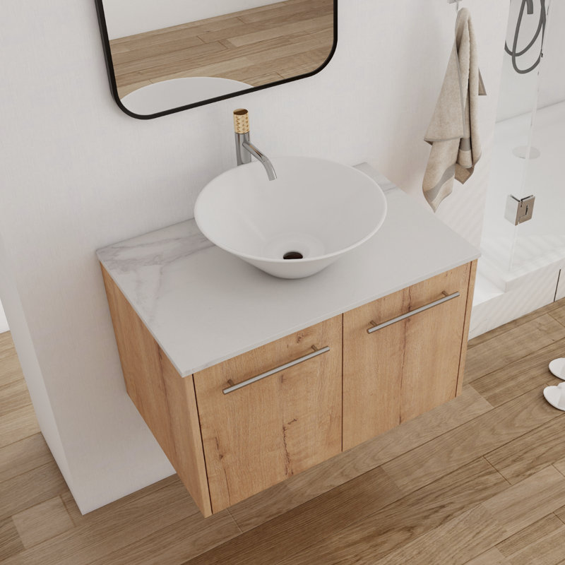 Ensemble de meuble-lavabo simple 29,84 po avec dessus en pierre Hozie