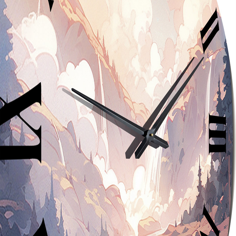 Mountain Majesty I Metal Wall Clock, Large