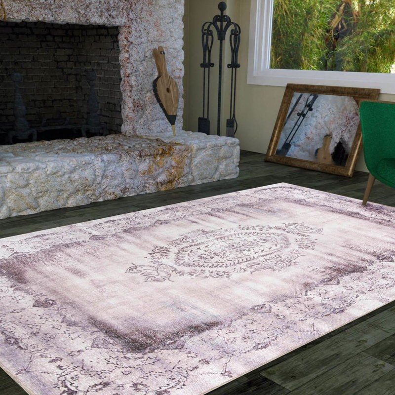 Luxurious Machine Washable Area Rug, 4.9 x 7.5 Feet, 100% Polyester, 1850 g/m², Pile Height: 0.2 inches | Eco-Friendly Recycled Poly Cotton Backing | Perfect for Living Room & Bedroom, Soft and Durable Design
