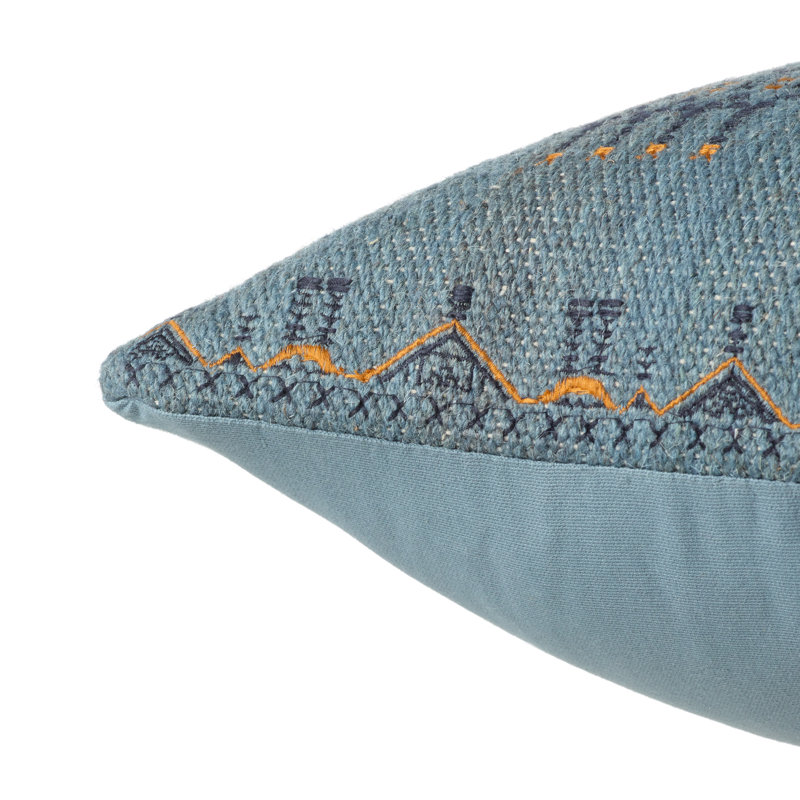 Waldeck Embroidered Wool Lumbar Throw Pillow, Polyester