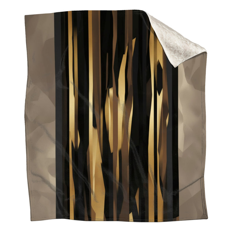 Couvertures abstraites à rayures verticales, L 50 po x H 60 po, Dark Gold Black