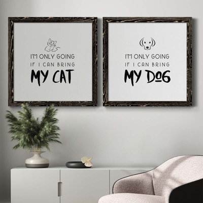 Bring My Cat - Ensemble de 2 encadrements d'art textuel sur toile