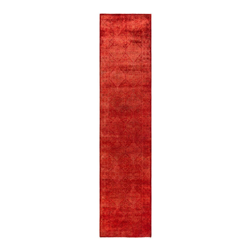 Tapis de couloir surdimensionné rouge \/ orange 2 pi 6 po x 11 pi 3 po One-of-a-Kind